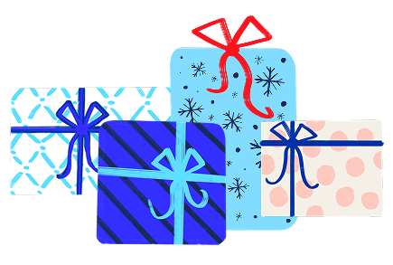 a collection of colorful gift-wrapped presents.