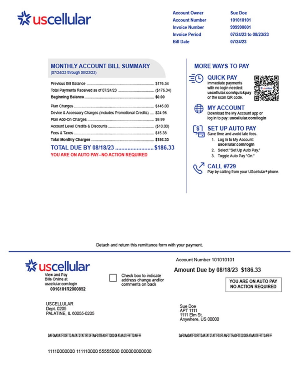 U.S. Cellular Bill 1 View