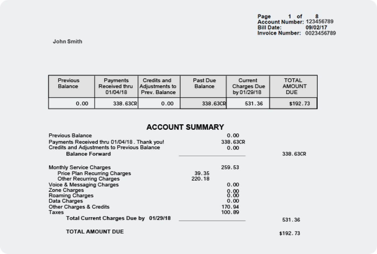 Standard Account Summary